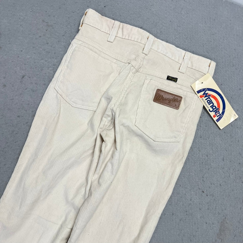 Vintage 70s Wrangler Corduroy Pants Cream Off White Student Fit 27x30 Made n USA